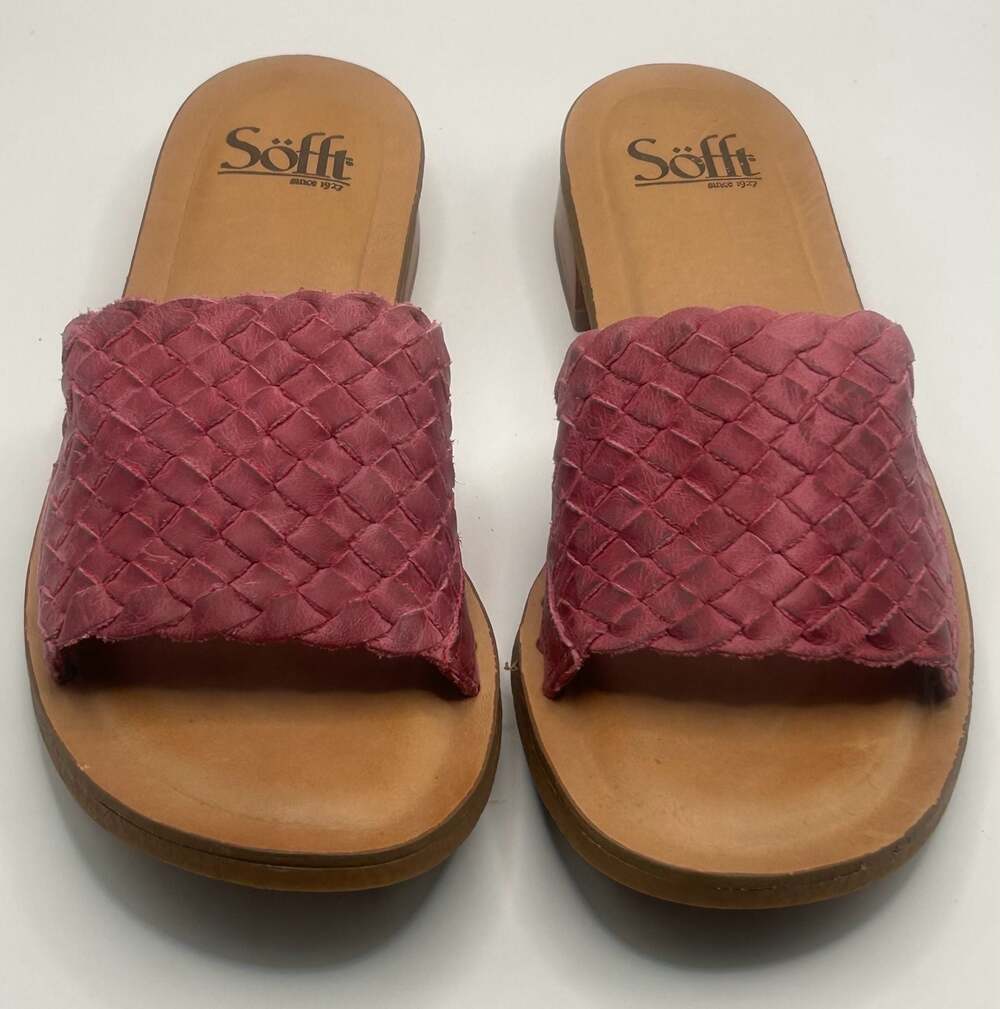 Sofft Ardee Women's Woven Leather Slide Sandal in Pink
